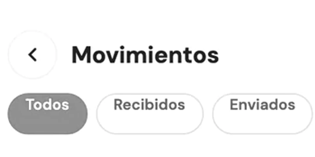 Filtros de movimientos de una billetera digital